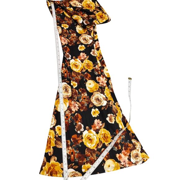 Polly & Esther Floral Bell Bottom Flared Pants Pull-On Black Multicolor Womens L - Picture 6 of 6